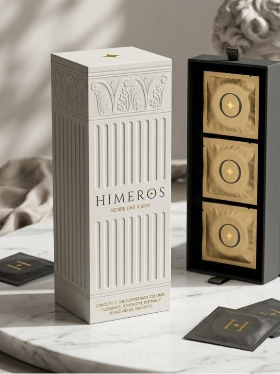 Hộp Corinthian hình thức cột Hy Lạp, dập chìm rãnh cột và lá ô rô trên giấy vân cẩm thạch